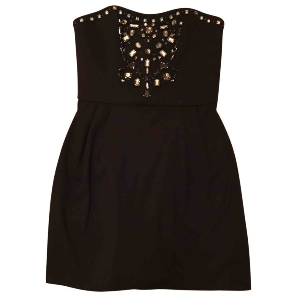 Club Monaco Bejeweled Black Strapless Dress